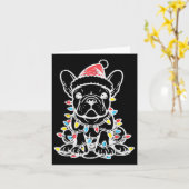 Kerst Schattigee hond Franse Bulldog Xmas Frenchie Kaart (Gele Bloem)