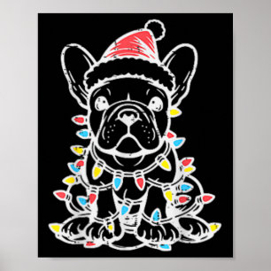 Kerst Schattigee hond Franse Bulldog Xmas Frenchie Poster