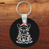 Kerst Schattigee hond Franse Bulldog Xmas Frenchie Sleutelhanger (Voorkant)