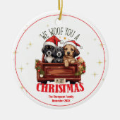 Kerst Schattigee Honden We Woof You Custom Familie Keramisch Ornament (Voorkant)