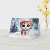Kerst Schattigee kitten met kerstboom Kaart (Gele Bloem)