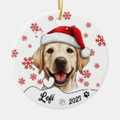 Kerst Schattigee labrador hond gepersonaliseerd Keramisch Ornament (Voorkant)