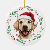 Kerst Schattigee labrador hond gepersonaliseerd Keramisch Ornament (Achterkant)