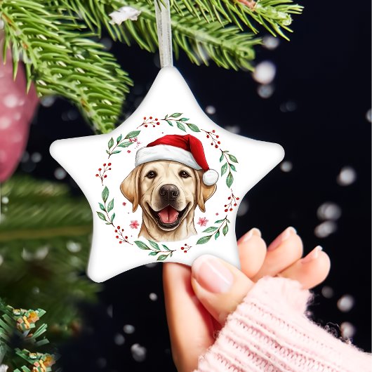 Kerst Schattigee labrador hond gepersonaliseerd Keramisch Ornament