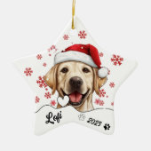 Kerst Schattigee labrador hond gepersonaliseerd Keramisch Ornament (Voorkant)