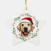 Kerst Schattigee labrador hond gepersonaliseerd Keramisch Ornament (Achterkant)