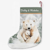 Kerst Schattigee papa en kind Polar Beer Kleine Kerstsok (Achterkant)