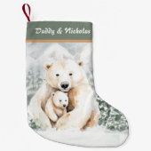 Kerst Schattigee papa en kind Polar Beer Kleine Kerstsok (Voorkant)