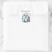 Kerst Schattigee Pinguïn Familie Dier Aanpassen Vierkante Sticker (Tas)