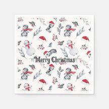 Kerst Schattigee pinguïn feestelijke sneeuwman vak