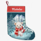 Kerst Schattigee Polar Beer in de winter Onederlan Kleine Kerstsok (Voorkant)