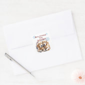 Kerst Schattigee Puppy Dogs Aanpassen Vierkante Sticker (Envelop)