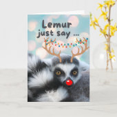 Kerst Schattigee Ring Tailed Lemur Pun Kaart (Gele Bloem)