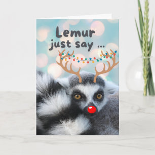 Kerst Schattigee Ring Tailed Lemur Pun Kaart