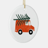 Kerst Schattigee rode pick-up met boom Keramisch Ornament (Rechts)