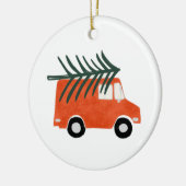 Kerst Schattigee rode pick-up met boom Keramisch Ornament (Links)