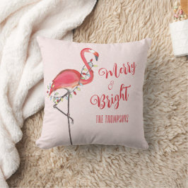 Kerst Schattigee roze flamingo gepersonaliseerd Kussen