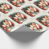 Kerst Schattigee Santa Fox geschenkdoos Cadeaupapier (Hoek)