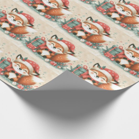 Kerst Schattigee Santa Fox geschenkdoos Cadeaupapier (Hoek)