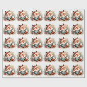 Kerst Schattigee Santa Fox geschenkdoos Cadeaupapier (Vlak)