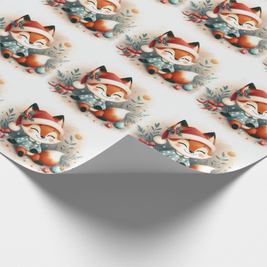 Kerst Schattigee Santa Fox geschenkdoos Cadeaupapier (Hoek)