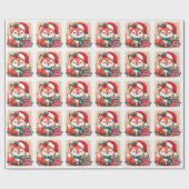 Kerst Schattigee Santa Fox geschenkdoos Cadeaupapier (Vlak)