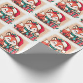 Kerst Schattigee Santa Fox geschenkdoos Cadeaupapier (Hoek)