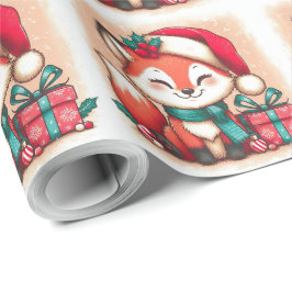 Kerst Schattigee Santa Fox geschenkdoos Cadeaupapier