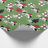 Kerst Schattigee Santa Panda's met geschenken Cadeaupapier (Hoek)