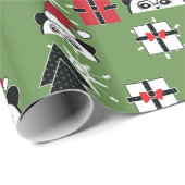 Kerst Schattigee Santa Panda's met geschenken Cadeaupapier (Rol Hoek)