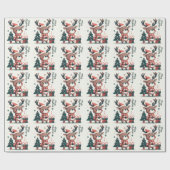 Kerst Schattigee Santa Reindeer geschenkdoos Cadeaupapier (Vlak)