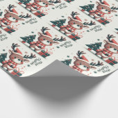 Kerst Schattigee Santa Reindeer geschenkdoos Cadeaupapier (Hoek)