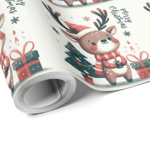 Kerst Schattigee Santa Reindeer geschenkdoos Cadeaupapier