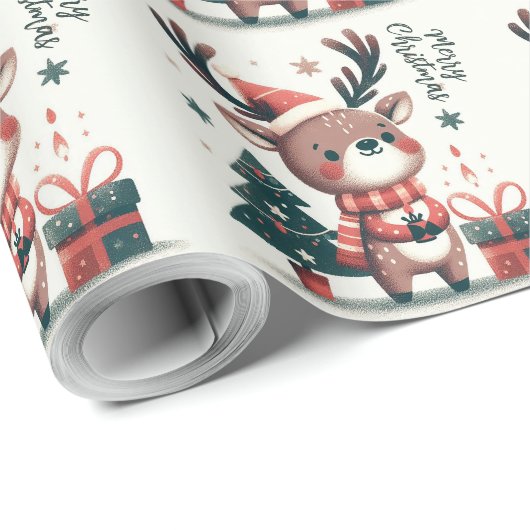Kerst Schattigee Santa Reindeer geschenkdoos Cadeaupapier (Rol Hoek)