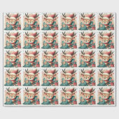 Kerst Schattigee Santa Reindeer geschenkdoos en pu Cadeaupapier (Vlak)