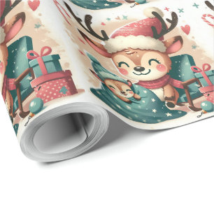 Kerst Schattigee Santa Reindeer geschenkdoos en pu Cadeaupapier