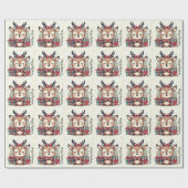 Kerst Schattigee Santa Reindeer geschenkdozen Cadeaupapier (Vlak)