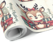 Kerst Schattigee Santa Reindeer geschenkdozen Cadeaupapier (Rol Hoek)