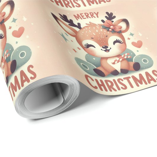 Kerst Schattigee Santa Reindeer geschenkdozen Cadeaupapier (Rol Hoek)