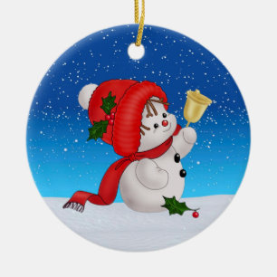 Kerst Schattigee Sneeuwman Keramisch Ornament