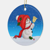 Kerst Schattigee Sneeuwman Keramisch Ornament (Links)
