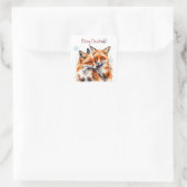Kerst Schattigee Waterverf Fox Foxes Wildlife Vierkante Sticker (Tas)