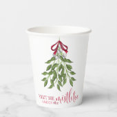 Kerst Schattigee Waterverf groen Mistletoe Papieren Bekers (Achterkant)