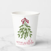 Kerst Schattigee Waterverf groen Mistletoe Papieren Bekers (Voorkant)