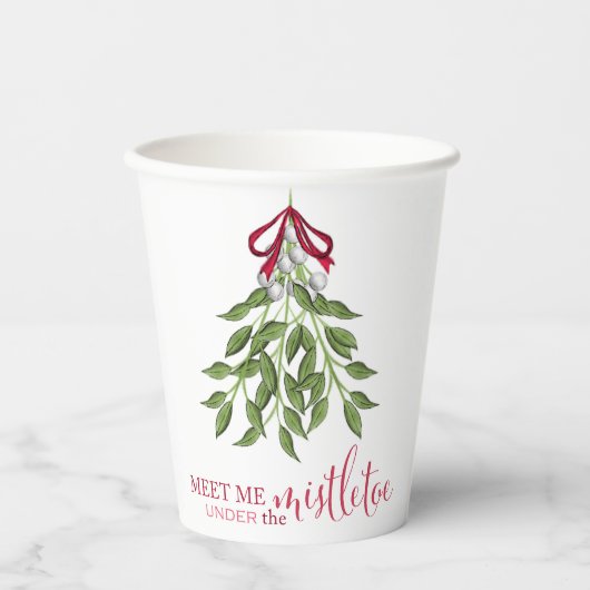 Kerst Schattigee Waterverf groen Mistletoe Papieren Bekers (Voorkant)