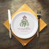 Kerst Schattigee Waterverf groen Mistletoe Papieren Bordje