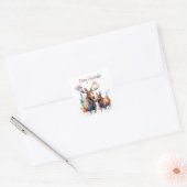 Kerst Schattigee Waterverf Moose Familiedieren Vierkante Sticker (Envelop)