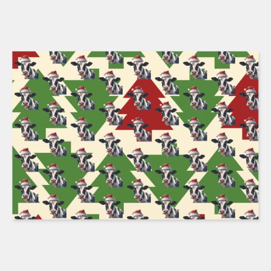 Kerst Schattigee zuivel Koe Santa Hat Holiday Boer Inpakpapier Vel (Voorkant 2)