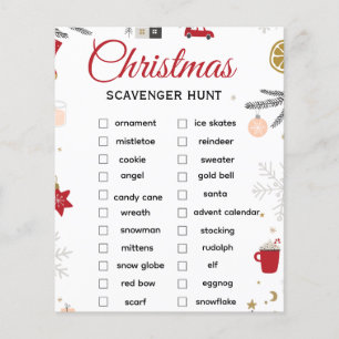 Kerst Schatzoek Checklist Kunst Flyer