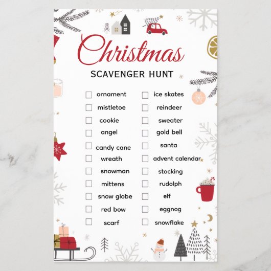 Kerst Schatzoeken Checklist Kunst Flyer (Voorkant)